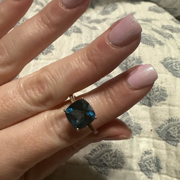 Effy blue topaz and diamond ring 14k golf - Picture 2 of 9